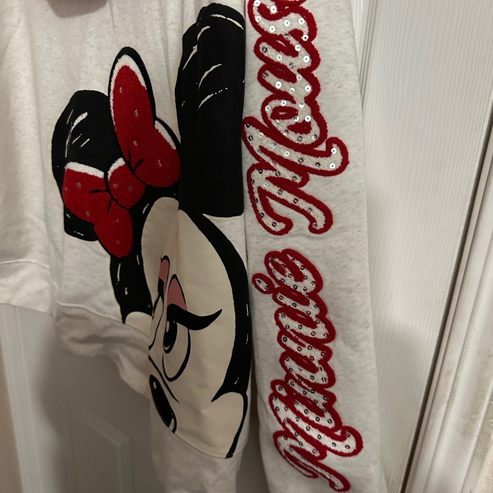 Disney Minnie Mouse Cream Zip-Up Hoodie with Polka Dot Lining - Picture 3 of 4